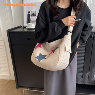  Túi đeo chéo nam nữ đi học đi chơi vải canvas cá tính đựng vừa A4 túi vải hình ngôi sao phong cách Hàn Quốc 
