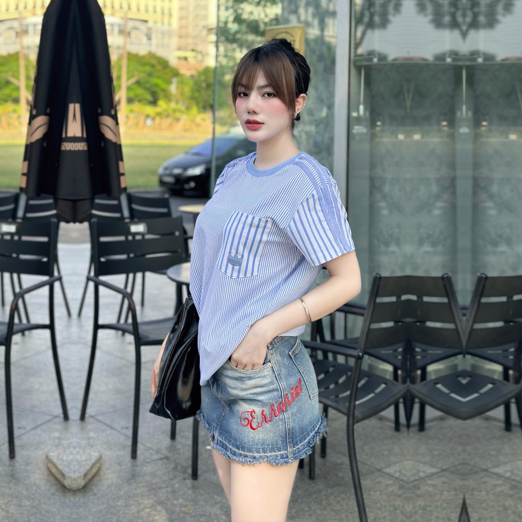 Áo Phông A.di.das Họa Tiết Stripe Phối Túi Xinh Xắn, Hàng VNXK, Có Kèm Hình Thật.