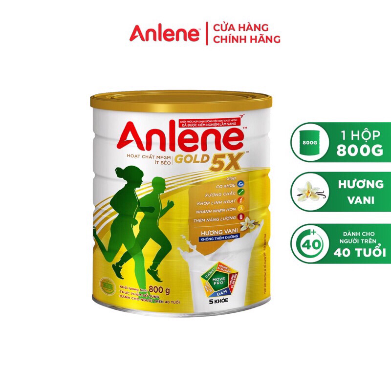 Sữa bột Anlene Gold 5X  hương vani lon 800g