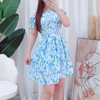 Đầm rớt vai kèm đùi mango họa tiết hoa xinh xắn