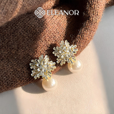 Bông tai cô dâu nữ chuôi bạc 925 Eleanor Accessories đính đá phụ kiện trang sức khuyên tai 7254