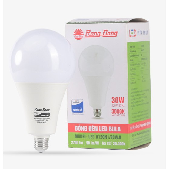 BÓNG ĐÈN LED BULB TRÒN 15W - 30W RẠNG ĐÔNG