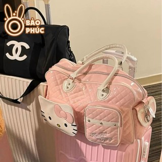 Túi du lịch Hello Kitty da bóng cỡ lớn họa tiết đáng yêu có thể chống nước hot trend phù hợp cho bạn gái dễ thương