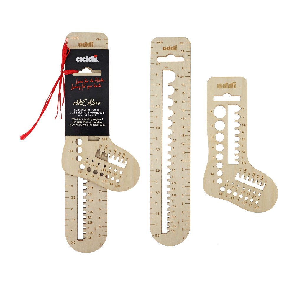 Thước đo kim đan, thước đo kim móc ADDI CALIBRO WOODEN NEEDLE GAUGES