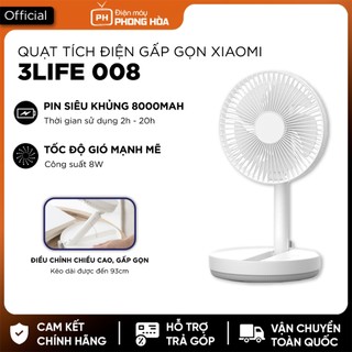 Quạt tích điện gấp gọn để bàn 3Life 008 Guzi- pin 8000mAh