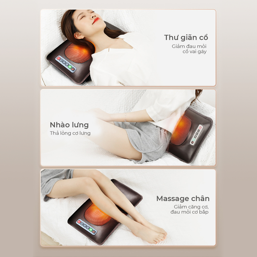 Đệm Massage toàn thân Mexi đệm kèm gối xông thảo mộc, massage cổ vai gáy và massage chân
