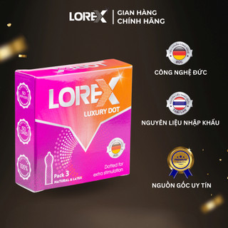 Bao cao su Lorex Luxury Dot gân gai size 52mm, hộp 3 bao