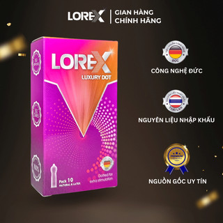 Bao cao su Lorex Luxury Dot Gân Gai Tăng Khoái Cảm Nhiều Gel Bôi Trơn Size 52mm Hộp 10 bao
