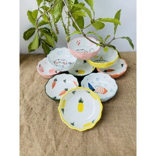 Bát miệng lượn 14cm, cao 4,5cm vẽ tay Bát Tràng