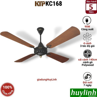 Quạt trần cánh gỗ kiểu cổ Kim Thuận Phong KTP KC168 - 4 cánh