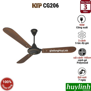 Quạt trần cánh gỗ Kim Thuận Phong KTP CG206 - 3 cánh - 1400mm - 90W