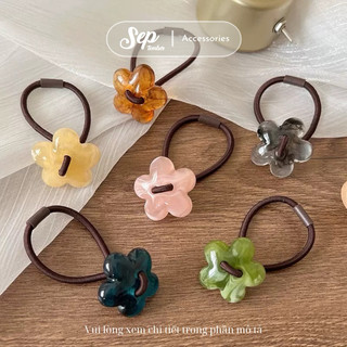 Dây cột tóc, dây buộc tóc acrylic nhiều màu hình bông hoa 5 cánh - september accessories