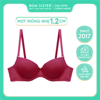 Áo lót nữ mút mỏng, áo ngực có gọng thun lạnh, mút mỏng nhẹ 1.2cm, đính nơ màu trơn nâng ngực tự nhiên BOM SISTER MU1006