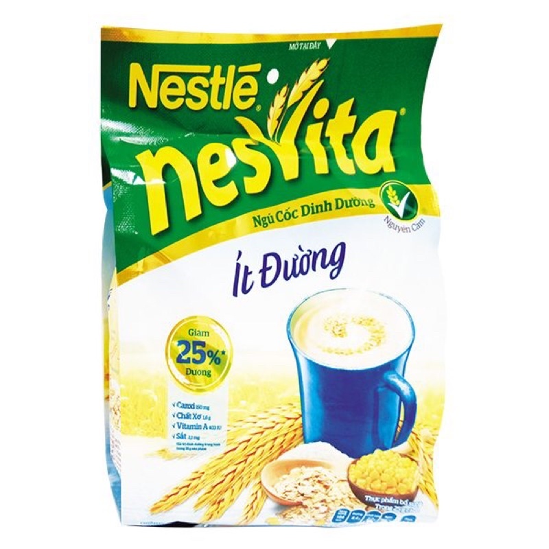 Bột Ngũ Cốc Dinh Dưỡng Nesvita Ít Đường 16 Gói*25G
