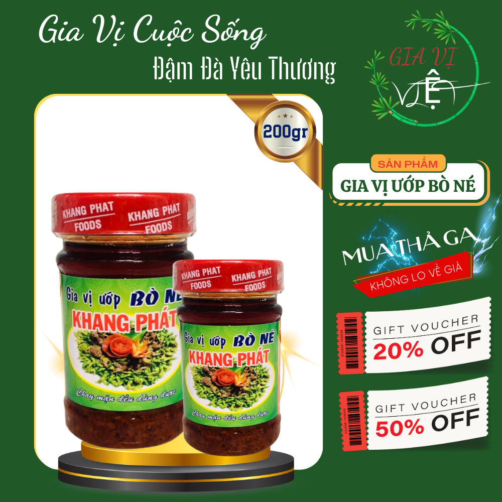 Sốt ướp bò né,bò lúc lắc Khang Phát chai lớn 200gr