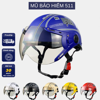 Mũ Bảo Hiểm Nửa Đầu 1/2 VARO Có Kính Chống Tia UV400 - Tem SPO Thời Thượng