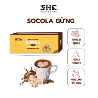 Socola vị gừng 150g SHE Chocolate - Hương vị đa dạng, tốt cho sức khỏe, pha uống đá, nóng. Quà tặng sức khỏe