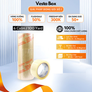 Băng keo, băng dính trong suốt 100 yard cây 6 cuộn dán thùng hộp đóng hàng loại 1kg/cây