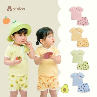 Bộ quần áo cộc tay cho bé trai bé gái Embes chất liệu cotton từ 6 tháng đến 4 tuổi