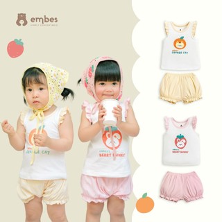 Bộ quần áo hè cho bé gái Embes, bộ ba lỗ cho trẻ em từ 6 tháng đến 4 tuổi