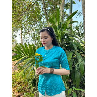 (áo lẻ) bà ba cổ tròn tay lỡ chất gấm