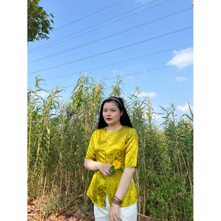 (áo lẻ) bà ba cổ tròn tay lỡ chất gấm