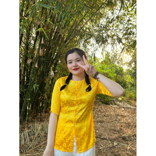 (áo lẻ) bà ba cổ tròn tay lỡ chất gấm