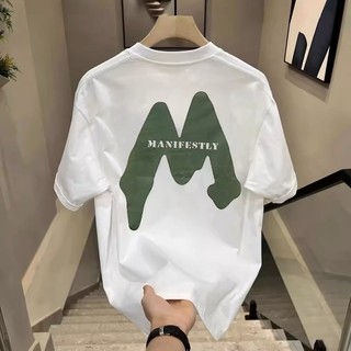 Áo Thun Nam Cotton Mềm Mịn Dáng Rộng Mùa Hè Thoáng Mát Chữ M Kiểu