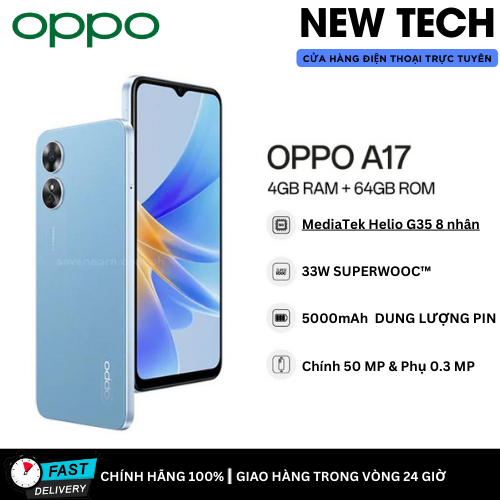 (CHÍNH HÃNG 100%) điện thoại Oppo-A17 2022 - Oppo A 17 bản 2022 2sim  Chính Hãng, Bảo hành 12 tháng - MS47