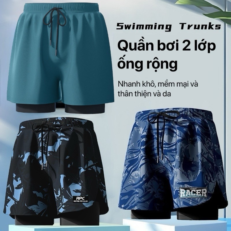 Quần bơi nam 2 lớp, Quần thể thao chống lộ ống suông YUKE, Đã kiểm định chất lượng | BigBuy360 - bigbuy360.vn