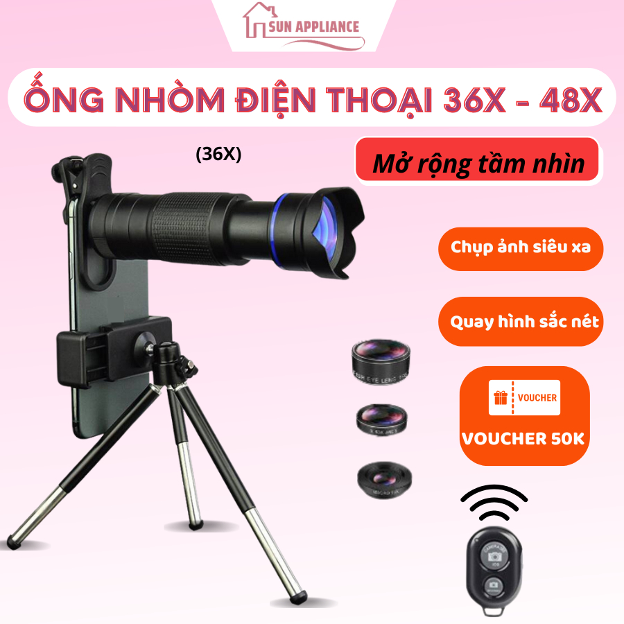 Ống Nhòm Chụp Ảnh, Ống Nhòm Điện Thoại Di Động Zoom Xa 36X _ 48X, Kính Viễn Vọng Đảm Bảo Hình Ảnh HD Sắc Nét | BigBuy360 - bigbuy360.vn