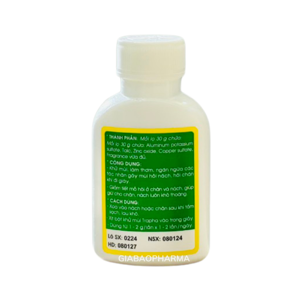 Bột hỗ trợ giảm mùi Trapha giảm hôi chân , hôi nách (chai dạng bột 30g)