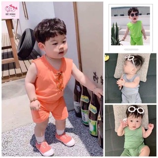 Đồ Bộ Ba Lỗ Cho Bé Trai, Bé Gái Vải Thun coton Mềm Mát Trơn Basic, Bộ Ba Lỗ Cho Bé Mặc Hè
