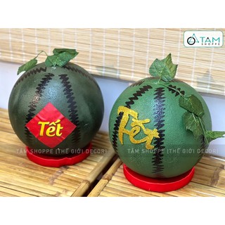 Trái dưa hấu giả decor cỡ lớn ĐK20-30cm [Xốp đặc - Kèm đế] TRAI-DUAHAU-01 TTTM