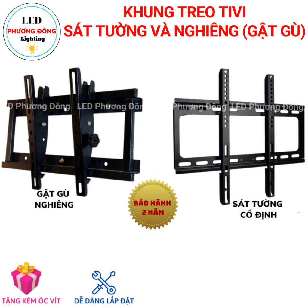 GIÁ TREO (KHUNG TREO) TIVI CỐ ĐỊNH (SÁT TƯỜNG)  VÀ NGHIÊNG (GẬT GÙ) XOAY TỪ 24"- 65"