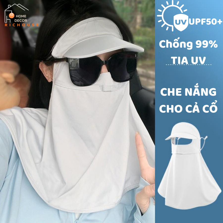 Khẩu Trang Chống Nắng 4 Chiều Bảo Vệ Toàn Diện Khuôn Mặt Và Cổ Chất Liệu Vải Su Lụa Mát Mẻ, Dễ Chịu