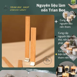 Bấc nến gỗ + chân kẹp - bấc nến [tim nến] tự nhiên không khói