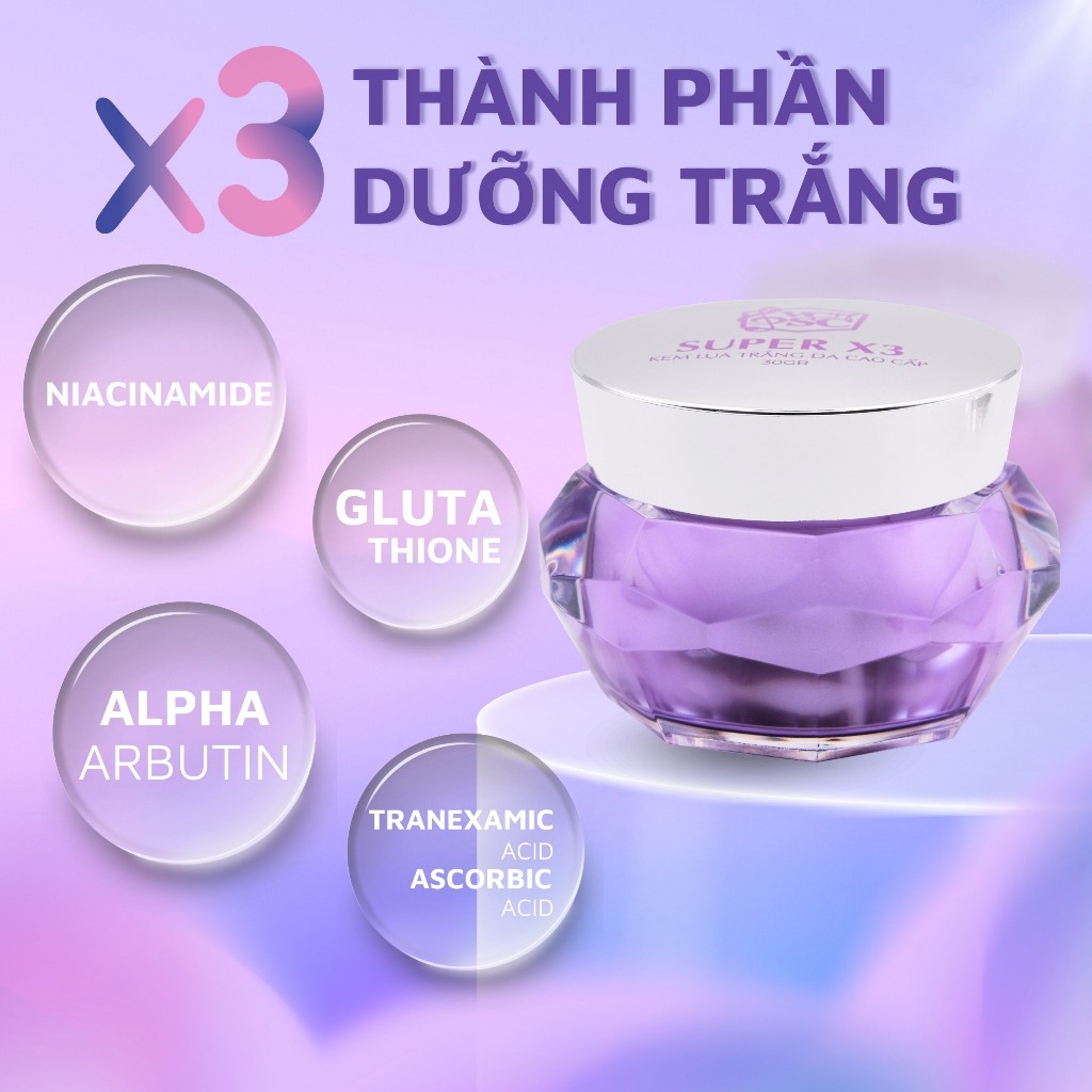 Kem Lụa X3 VCSC 30g - Dưỡng trắng, mờ thâm nám gấp 3 lần