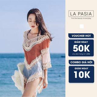 Áo Đi Biển Bohemian Kín Đáo LP43 Áo Đi Biển Cotton Lanh phối Len Đan, Áo Tay Lửng Thời Trang Du Lịch
