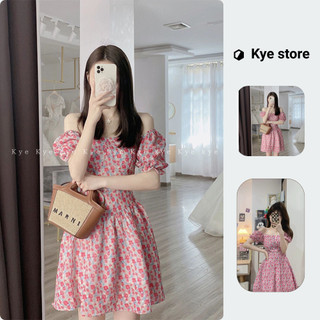 Váy dáng xòe chiết eo KYE chất liệu voan in hoa Suki dress