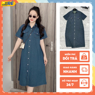 Váy đầm bò dáng rộng Đầm jean suông dài form Oversize chuẩn xịn mát C&H Clothing