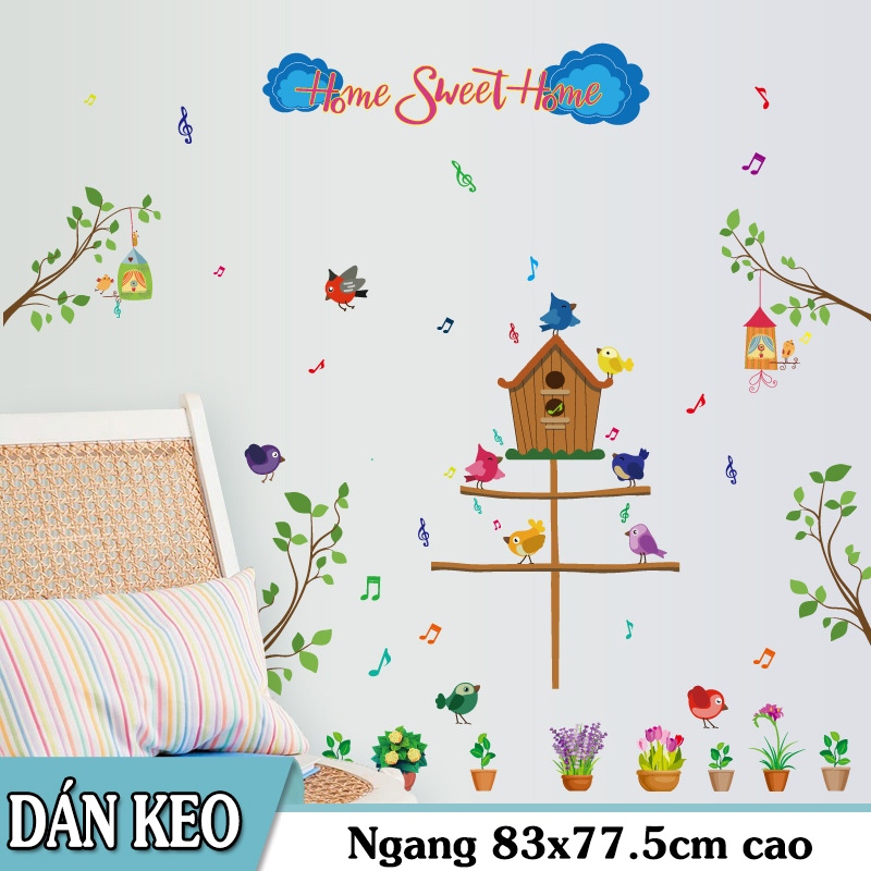 Decal trang trí ngôi nhà chim non