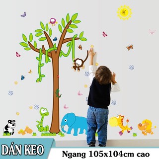 Decal trang trí tường - Cây lá mỏng cùng thú vui chơi cho bé