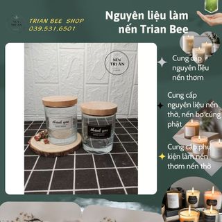 Cốc thủy tinh nắp gỗ cao cấp - nguyên liệu làm nến