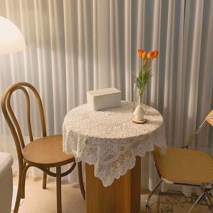 (REN HOA TRẮNG) Khăn trải bàn ren hoa decor nhiều kích cỡ trang trí tiệc, phủ tủ lạnh, ghế decor