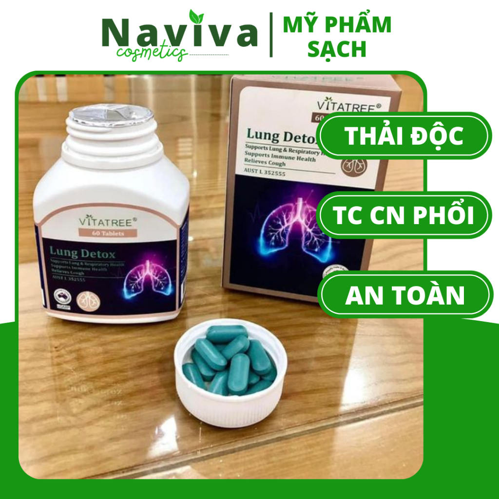 Viên uống thải độc phổi Vitatree Lung Detox 60 viên của Úc, Bổ phổi Lung Detox Vitatree