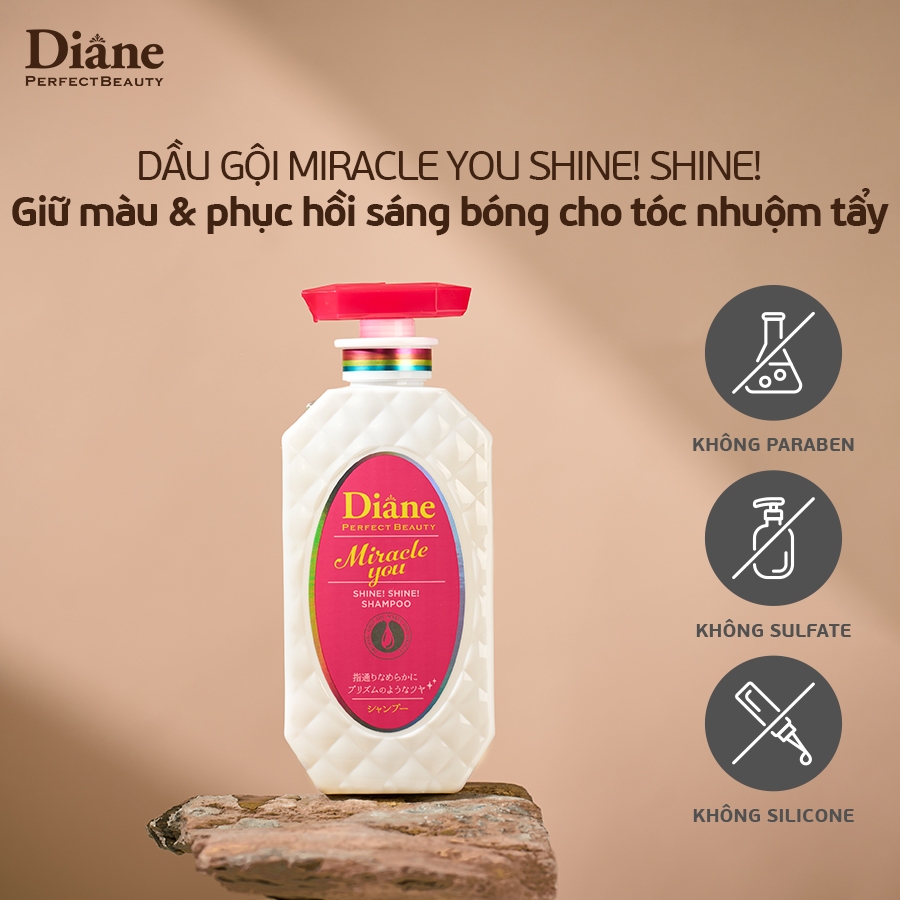 Combo Dầu gội xả + Serum phục hồi sáng bóng dành cho tóc nhuộm tẩy Diane Miracle You Shine Shine Shampoo & Treatment