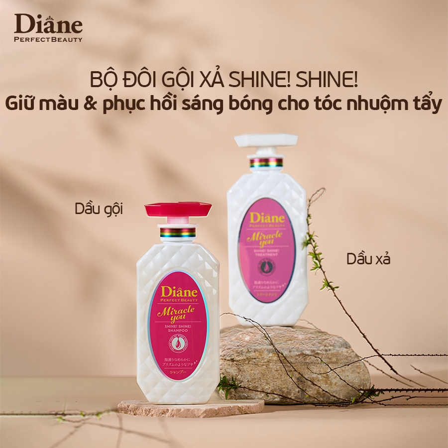 Combo Dầu gội xả + Serum phục hồi sáng bóng dành cho tóc nhuộm tẩy Diane Miracle You Shine Shine Shampoo & Treatment