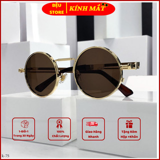 Kính Tròn Nam ⚜️𝑩𝑬̣̂𝑼 𝑺𝑻𝑶𝑹𝑬⚜️ Mắt kính mát  tròn nam nữ - gọng hợp kim tròng chống tia uv 400 cực ngầu bảo hành 12 tháng
