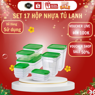 Bộ hộp đựng thực phẩm 17 món - Set 17 hộp nhựa tủ lạnh cao cấp bảo quản đồ ăn